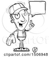 Clipart Of A Black And White Talking Male Baseball Player Royalty Free Vector Illustration