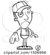 Clipart Of A Black And White Sad Male Baseball Player Royalty Free Vector Illustration