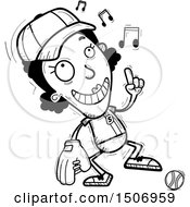 Clipart Of A Black And White Happy Dancing Black Female Baseball Player Royalty Free Vector Illustration