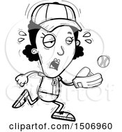 Clipart Of A Black And White Tired Black Female Baseball Player Royalty Free Vector Illustration