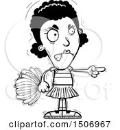 Clipart Of A Black And White Mad Pointing Black Female Cheeleader Royalty Free Vector Illustration
