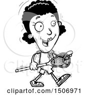 Clipart Of A Black And White Walking Black Female Lacrosse Player Royalty Free Vector Illustration