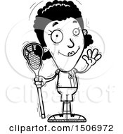 Clipart Of A Black And White Waving Black Female Lacrosse Player Royalty Free Vector Illustration