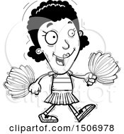 Clipart Of A Black And White Walking Black Female Cheeleader Royalty Free Vector Illustration
