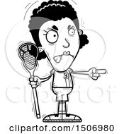 Clipart Of A Black And White Mad Pointing Black Female Lacrosse Player Royalty Free Vector Illustration