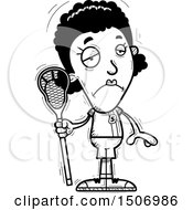 Clipart Of A Black And White Sad Black Female Lacrosse Player Royalty Free Vector Illustration