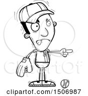 Clipart Of A Black And White Mad Pointing Black Male Baseball Player Royalty Free Vector Illustration