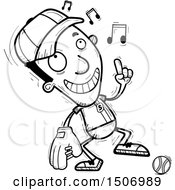 Clipart Of A Black And White Happy Dancing Black Male Baseball Player Royalty Free Vector Illustration