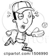 Clipart Of A Black And White Tired Black Male Baseball Player Royalty Free Vector Illustration