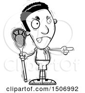 Clipart Of A Black And White Mad Pointing Black Male Lacrosse Player Royalty Free Vector Illustration