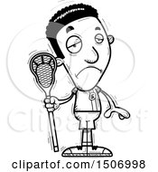 Clipart Of A Black And White Sad Black Male Lacrosse Player Royalty Free Vector Illustration