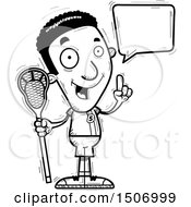 Clipart Of A Black And White Talking Black Male Lacrosse Player Royalty Free Vector Illustration