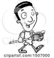 Clipart Of A Black And White Walking Black Male Lacrosse Player Royalty Free Vector Illustration