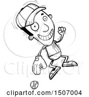 Clipart Of A Black And White Jumping Black Male Baseball Player Royalty Free Vector Illustration
