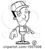 Clipart Of A Black And White Depressed Black Male Baseball Player Royalty Free Vector Illustration