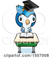 Poster, Art Print Of Graduate Student Blue Jay Reading At A School Desk