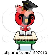 Poster, Art Print Of Graduate Student Cardinal Bird Reading At A School Desk