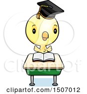 Clipart Of A Graduate Student Chick Reading At A School Desk Royalty Free Vector Illustration