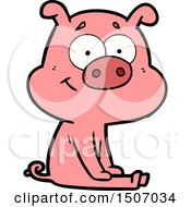 Happy Animal Clipart Cartoon Pig Sitting