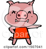 Poster, Art Print Of Angry Cartoon Pig In Dress Pointing