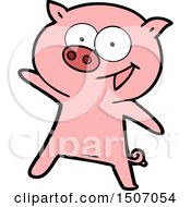 Cheerful Dancing Pig Cartoon
