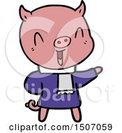 Happy Animal Clipart Cartoon Pig In Winter Clothes