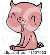 Happy Animal Clipart Cartoon Pig Sitting