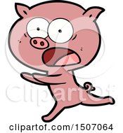 Animal Clipart Cartoon Pig Running