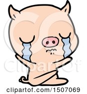 Animal Clipart Cartoon Sitting Pig Crying
