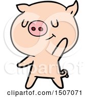 Poster, Art Print Of Happy Cartoon Pig Waving