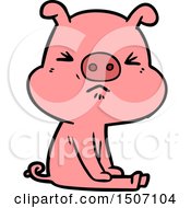 Animal Clipart Cartoon Angry Pig Sat Waiting