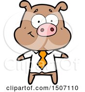 Poster, Art Print Of Happy Cartoon Pig Boss