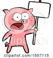 Animal Clipart Cartoon Pig Protesting