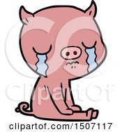 Animal Clipart Cartoon Pig Crying