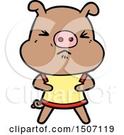 Poster, Art Print Of Cartoon Angry Pig Wearing Tee Shirt