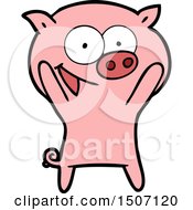 Poster, Art Print Of Happy Pig Cartoon