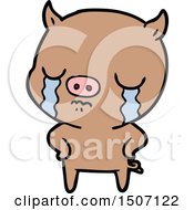 Animal Clipart Cartoon Pig Crying With Hands On Hips