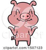 Poster, Art Print Of Nervous Cartoon Pig