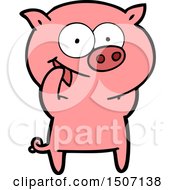 Poster, Art Print Of Cheerful Pig Cartoon