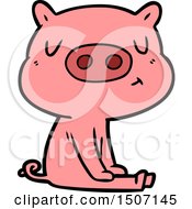 Animal Clipart Cartoon Content Pig Meditating