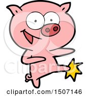 Poster, Art Print Of Cheerful Dancing Pig Cartoon