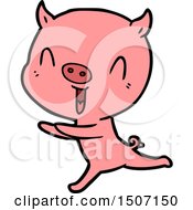 Happy Animal Clipart Cartoon Pig Running