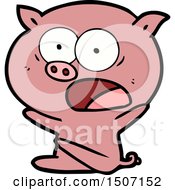 Poster, Art Print Of Shocked Cartoon Pig Sitting Down