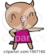 Poster, Art Print Of Happy Cartoon Pig In Dress