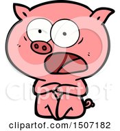 Shocked Animal Clipart Cartoon Pig Sitting Down