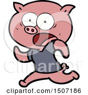 Poster, Art Print Of Cartoon Pig Running Away