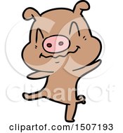 Animal Clipart Cartoon Drunk Pig