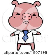 Animal Clipart Cartoon Angry Pig In Shirt And Tie