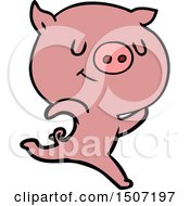 Poster, Art Print Of Happy Cartoon Pig Running