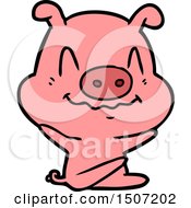 Nervous Animal Clipart Cartoon Pig Sitting
